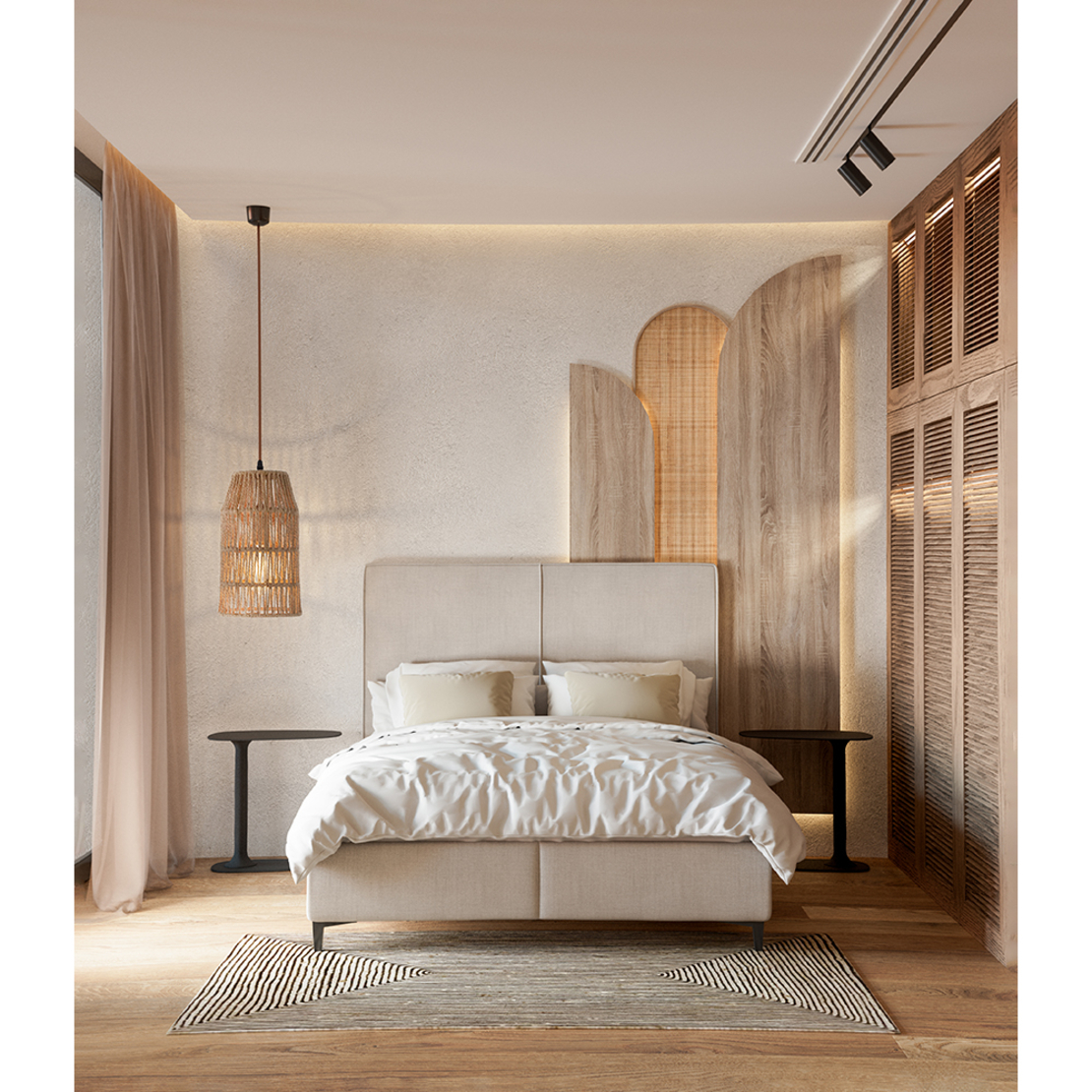MORE MORE BED WITH STORAGE (FOR MATTRESS 160x200cm) CURLY WHITE SMOOTH 07-918 E1 TR