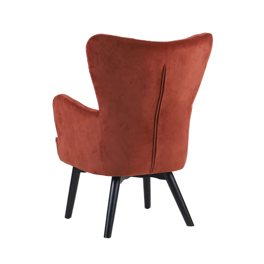 BELLA ARMCHAIR FABRIC RUST RED WOOD BLACK E1 PRC