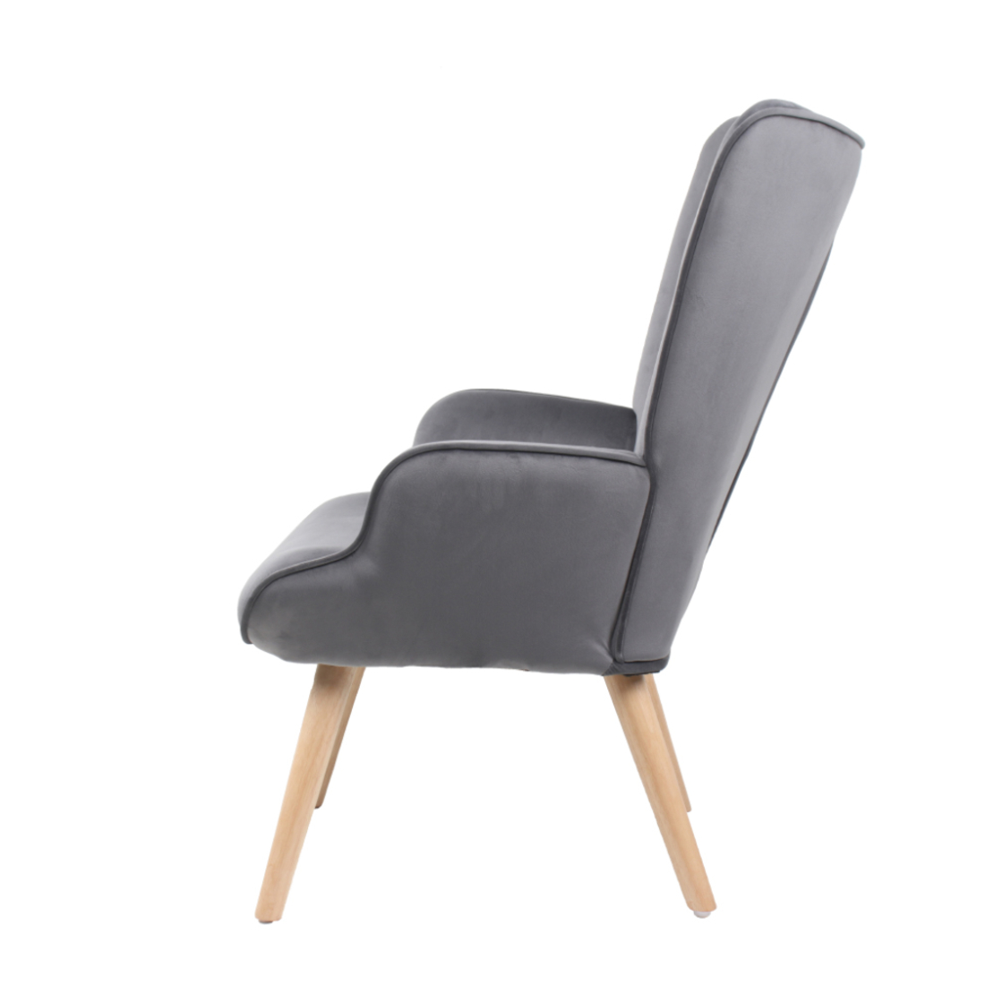 AMICA ARMCHAIR FABRIC GREY WOOD NATURAL E1 PRC