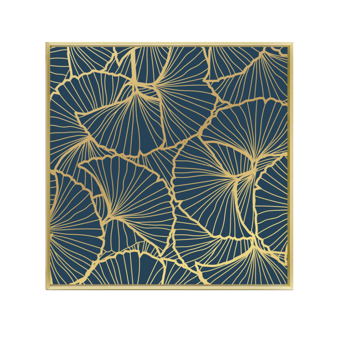 LANGO 3 PAINTING CANVAS PETROL GOLD WOOD FRAME GOL