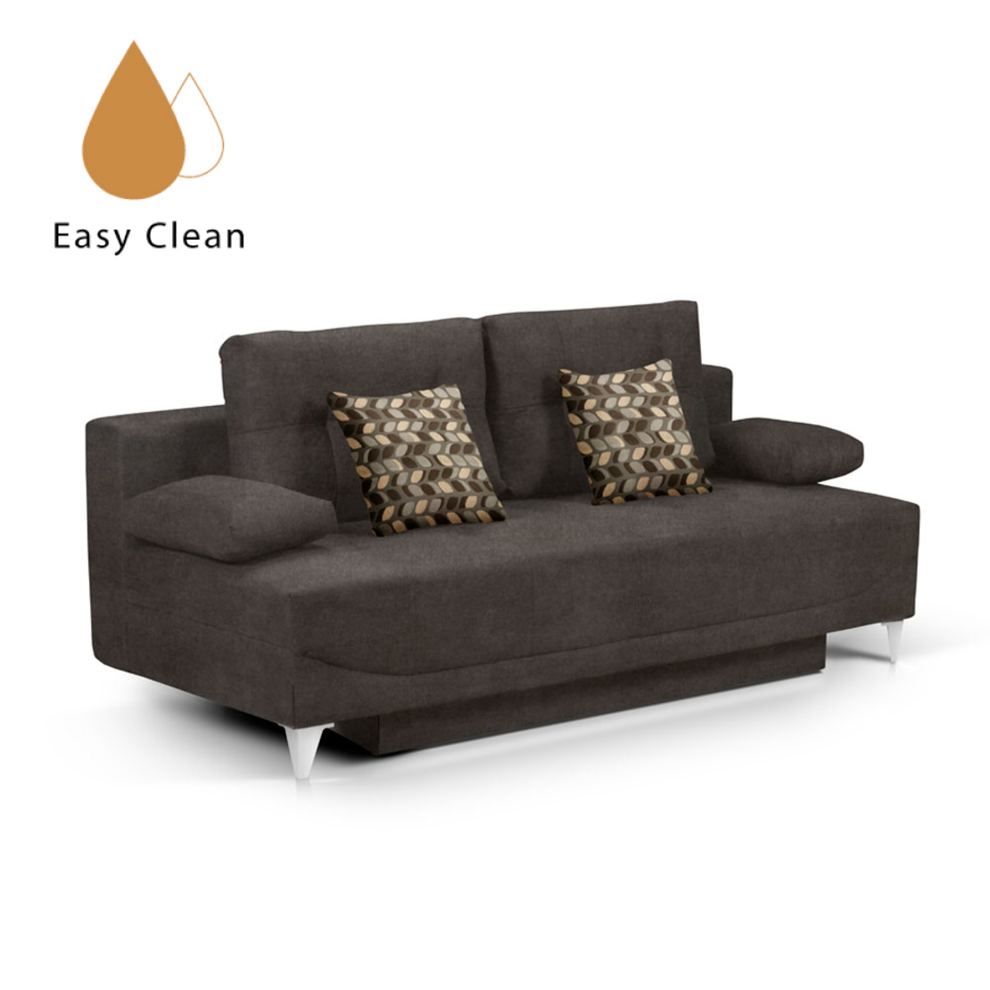 YOUNG ROME SOFA BED 3SEAT EASY CLEAN FABRIC STONE E1 EU