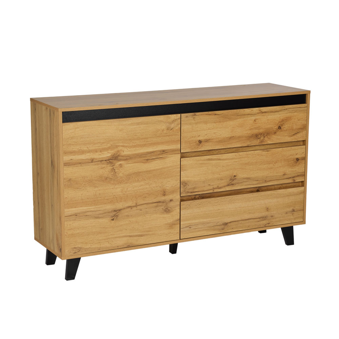 ARABICA SIDEBOARD CHIPBOARD WITH MELAMINE SONOMA BLACK METAL BLACK 138x38xH83cm E1 PRC