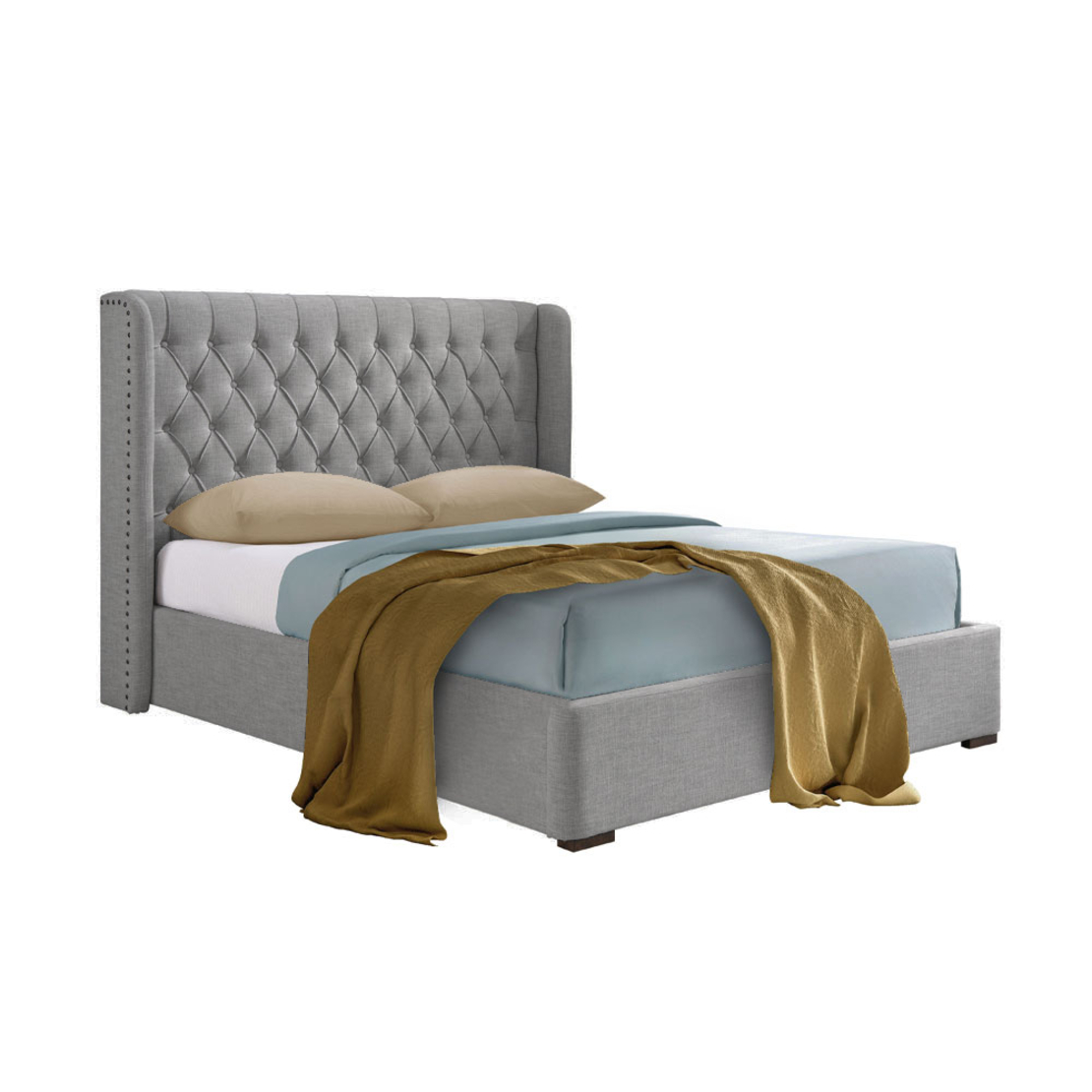 DUCHESS BED (FOR MATTRESS 160x200cm) FABRIC STONE GREY E1 MY