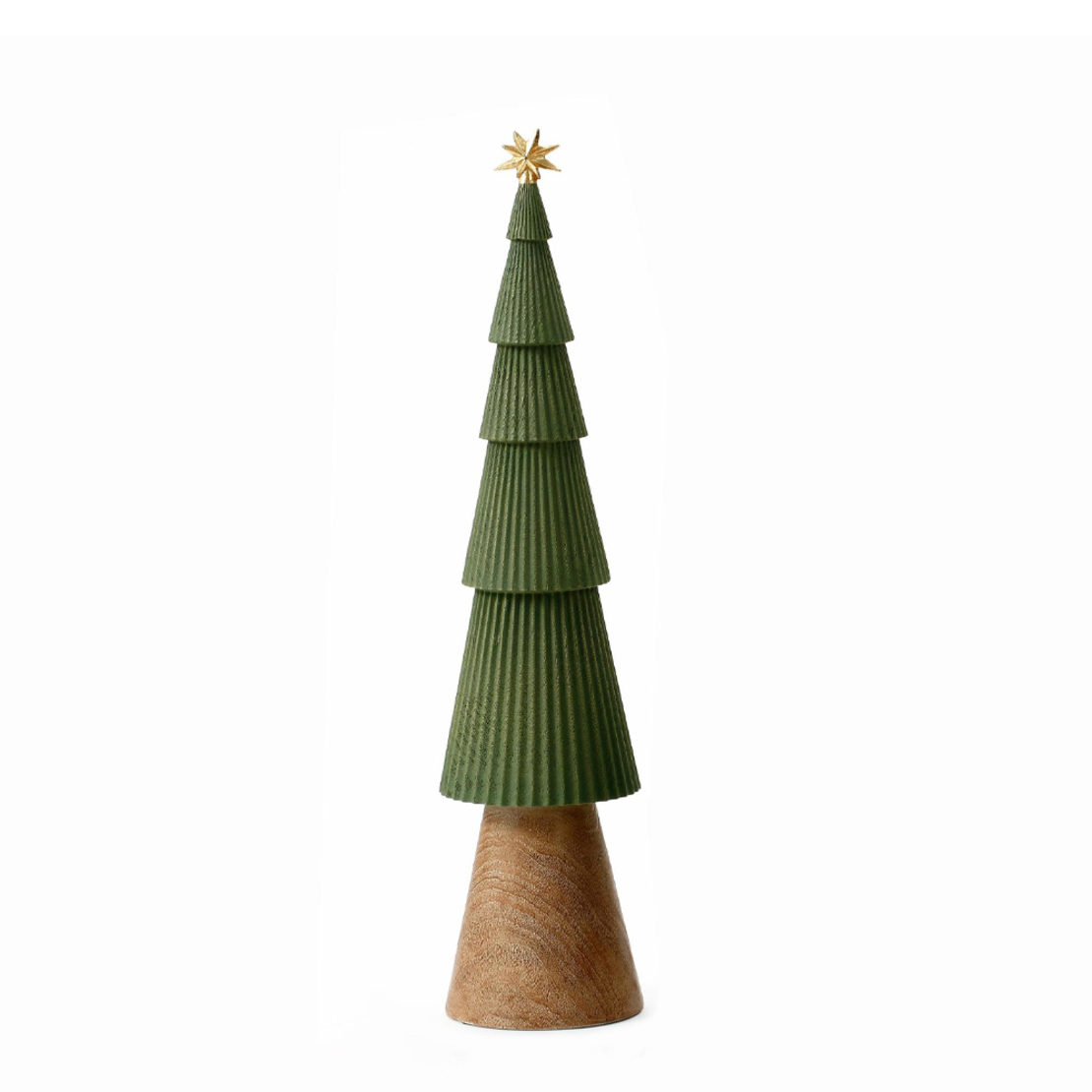 XMAS GREEN TREE L DECO POLYRESIN GREEN BROWN GOLD