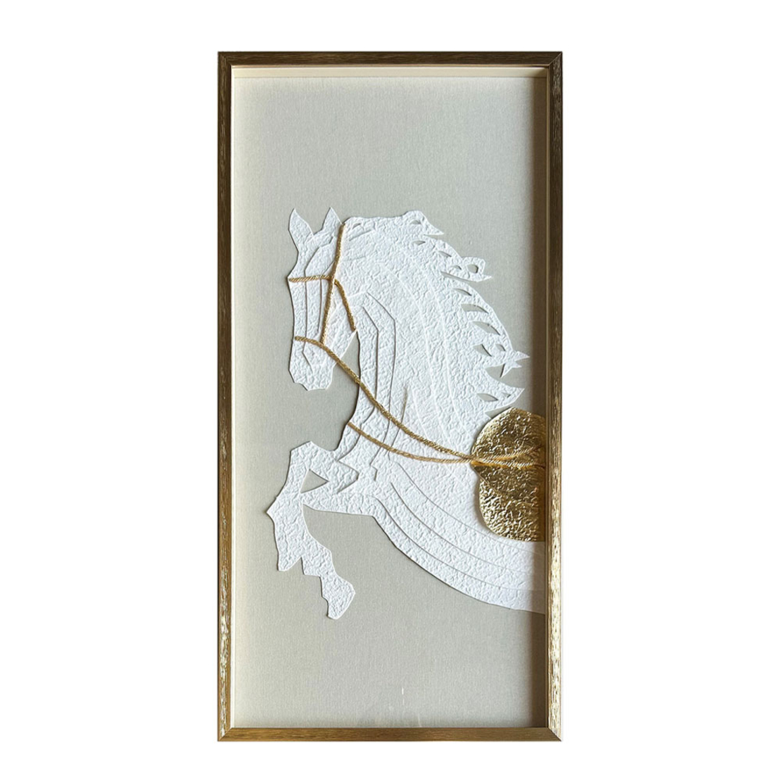 RUSSELL PAINTING PAPER BEIGE WHITE GOLD GLASS FRAM