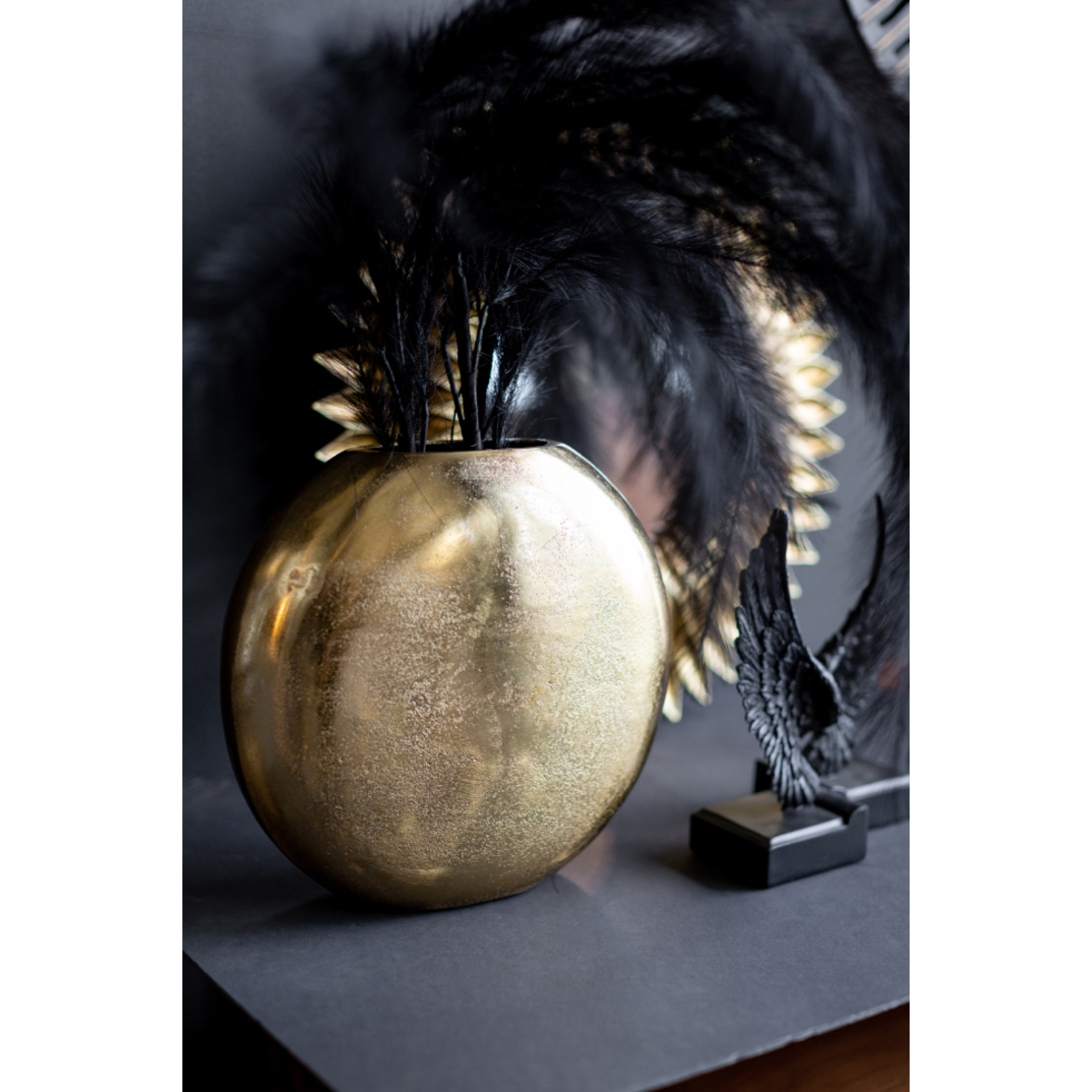 BALLON VASE ALUMINIUM GOLD 28x27xH8cm IN