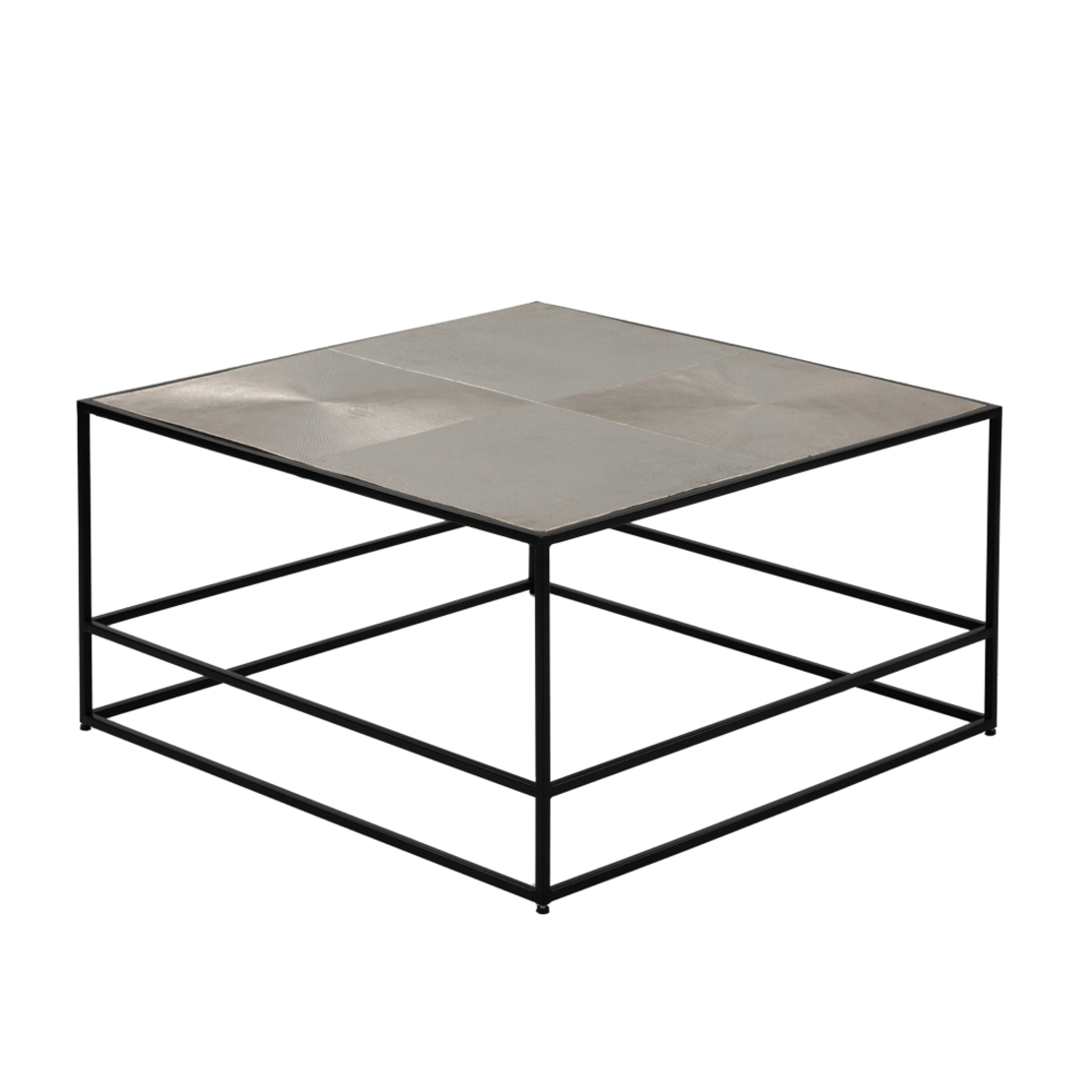 HADSTON COFFEE TABLE METAL SILVER BLACK 80x80xH40cm IN