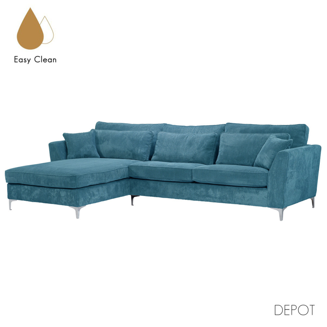 FOREVER SOFA CORNER LEFT EASY CLEAN FABRIC PETROL E1 EU