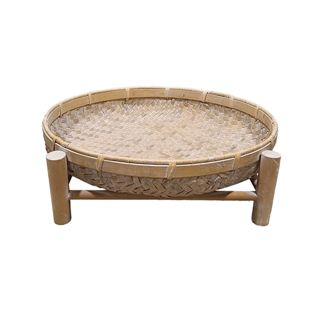 ITHAKI TRAY WITH BASE 45x45x13 FIR WOOD WHITE WASHED