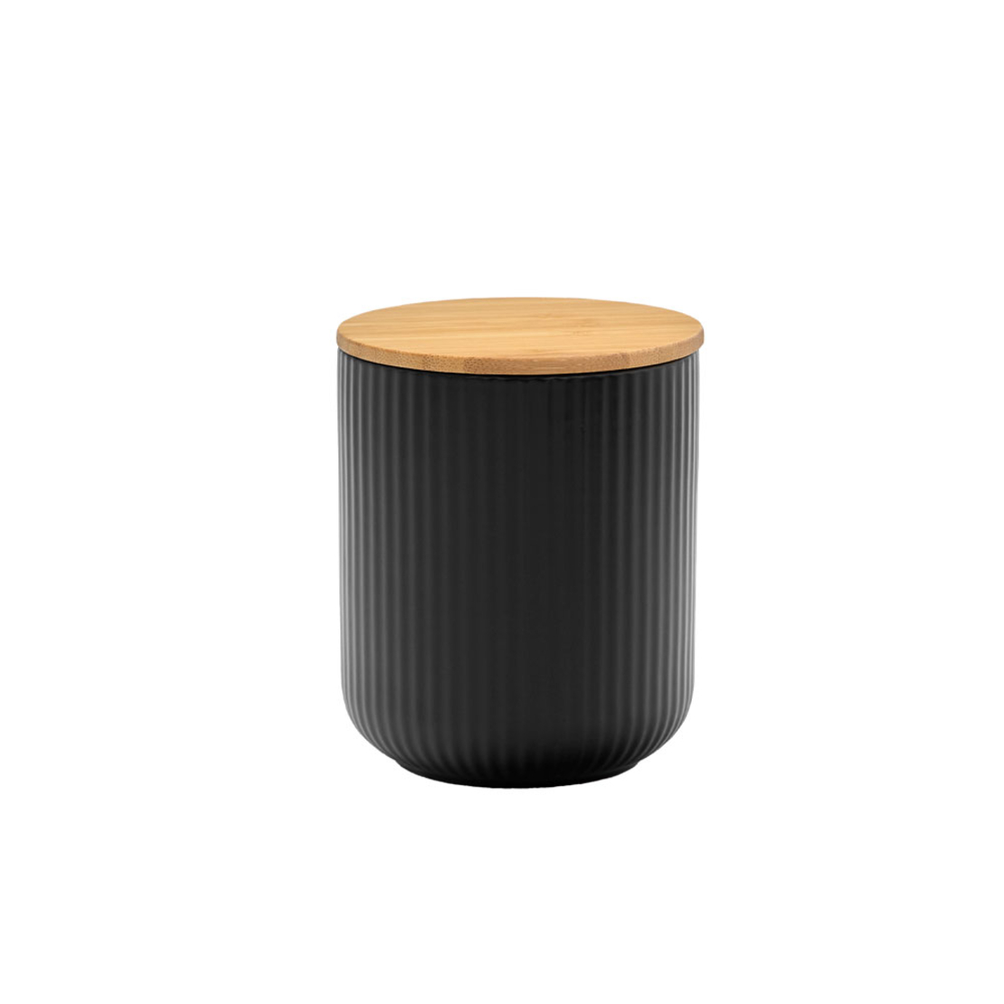 RIPPLE STORAGE JAR WITH LID PORCELAIN BAMBOO BLACK