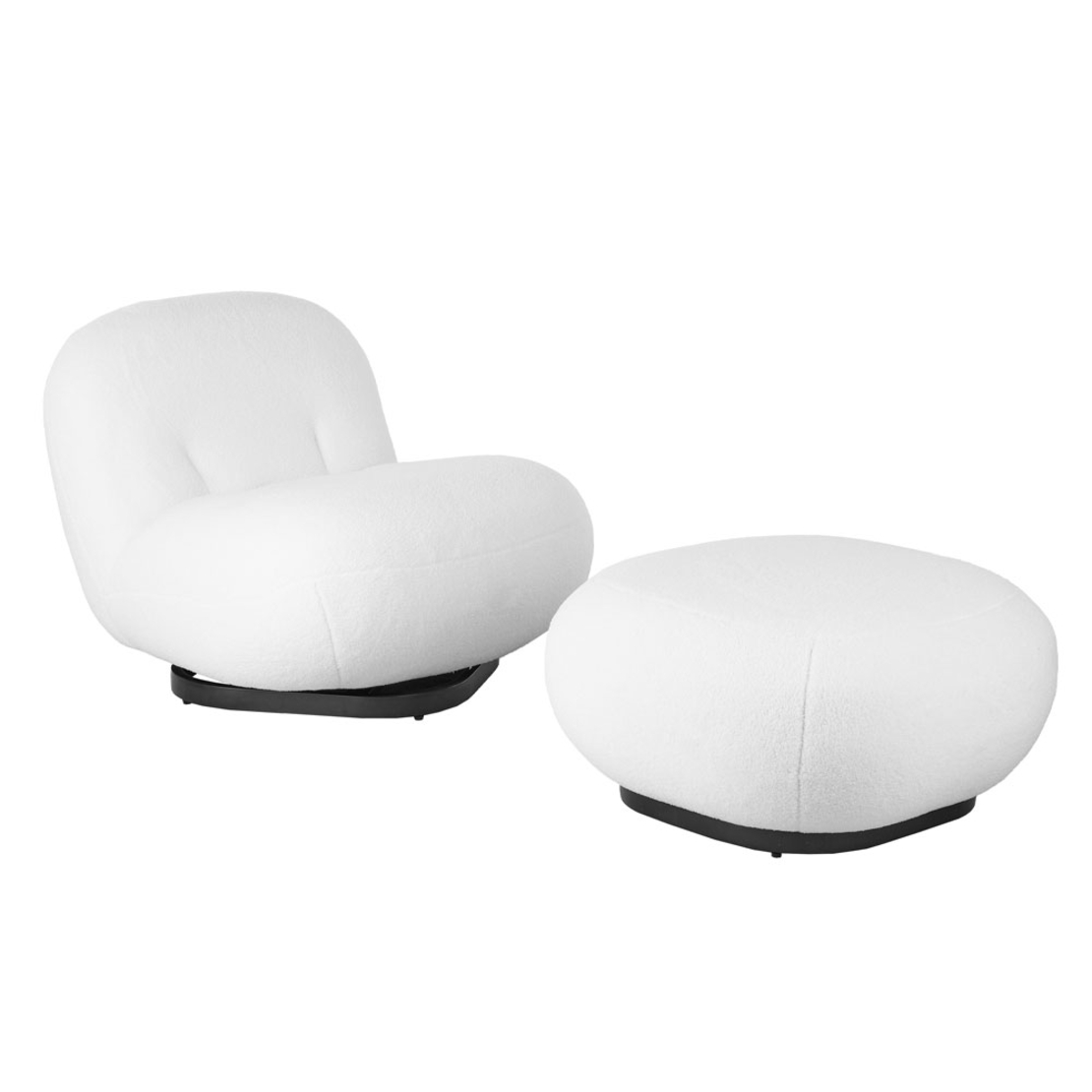 BO ARMCHAIR SWIVEL FABRIC WHITE METAL BLACK E1 PRC