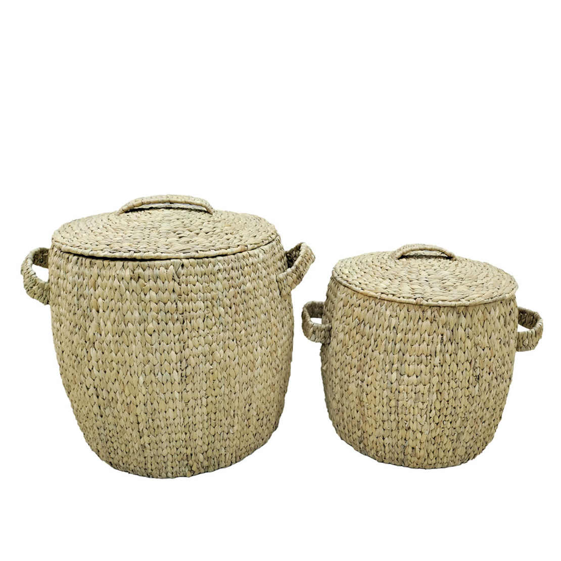 MALIA BASKET WITH LID SET 2PCS HYACINTH IRON NATUR