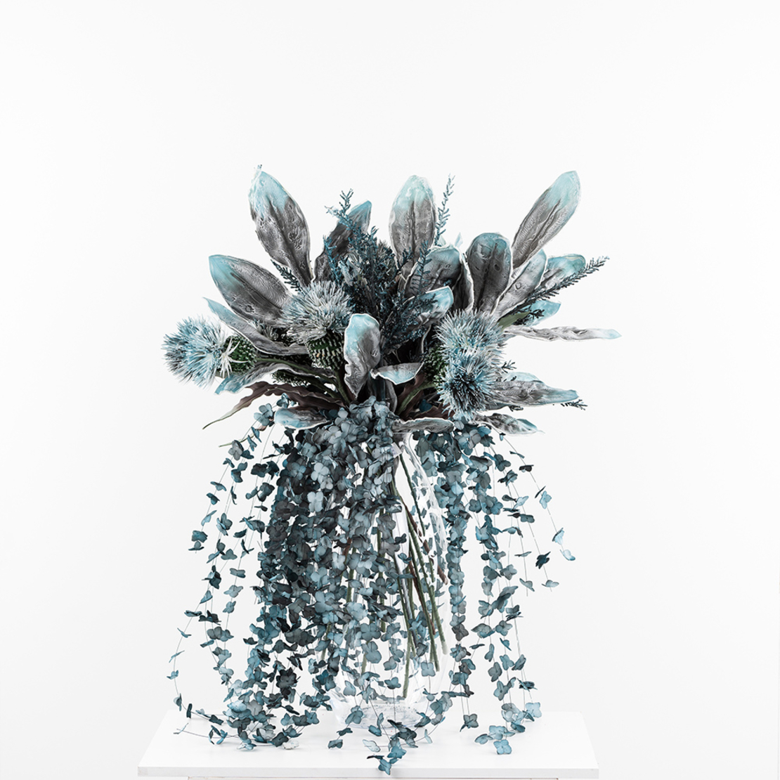 SOMBRE ARTIFICIAL LEAF EVA FOAM GREY BLUE H95cm PR