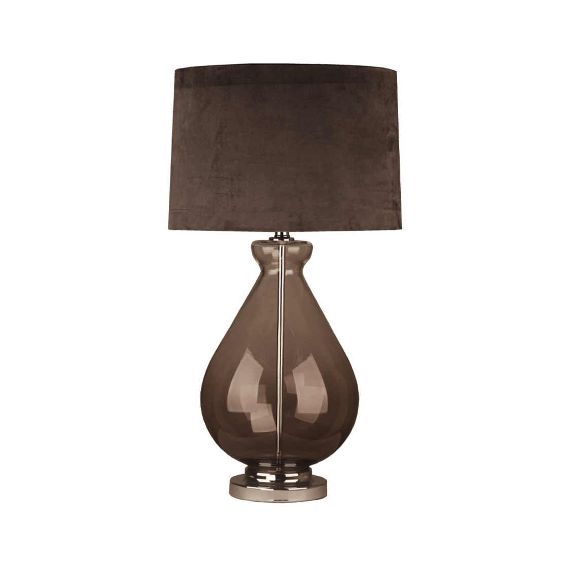 JAELYN LAMP TABLE GLASS SUEDE TRANSPARENT GREY SIL