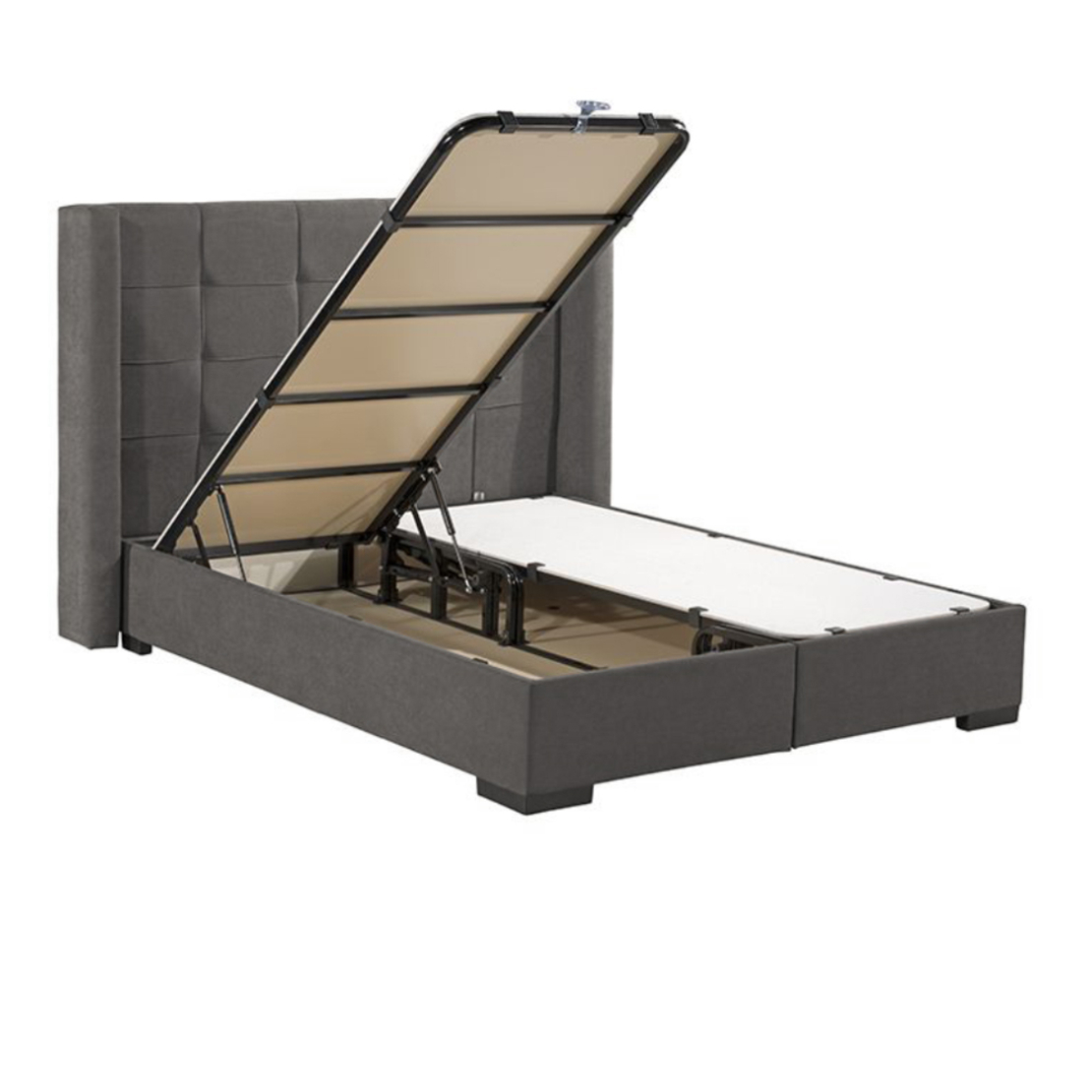 NOVEL BED WITH STORAGE (FOR MATTRESS 160x200cm) CHENILLE GREY DARK 07-780 E1 TR