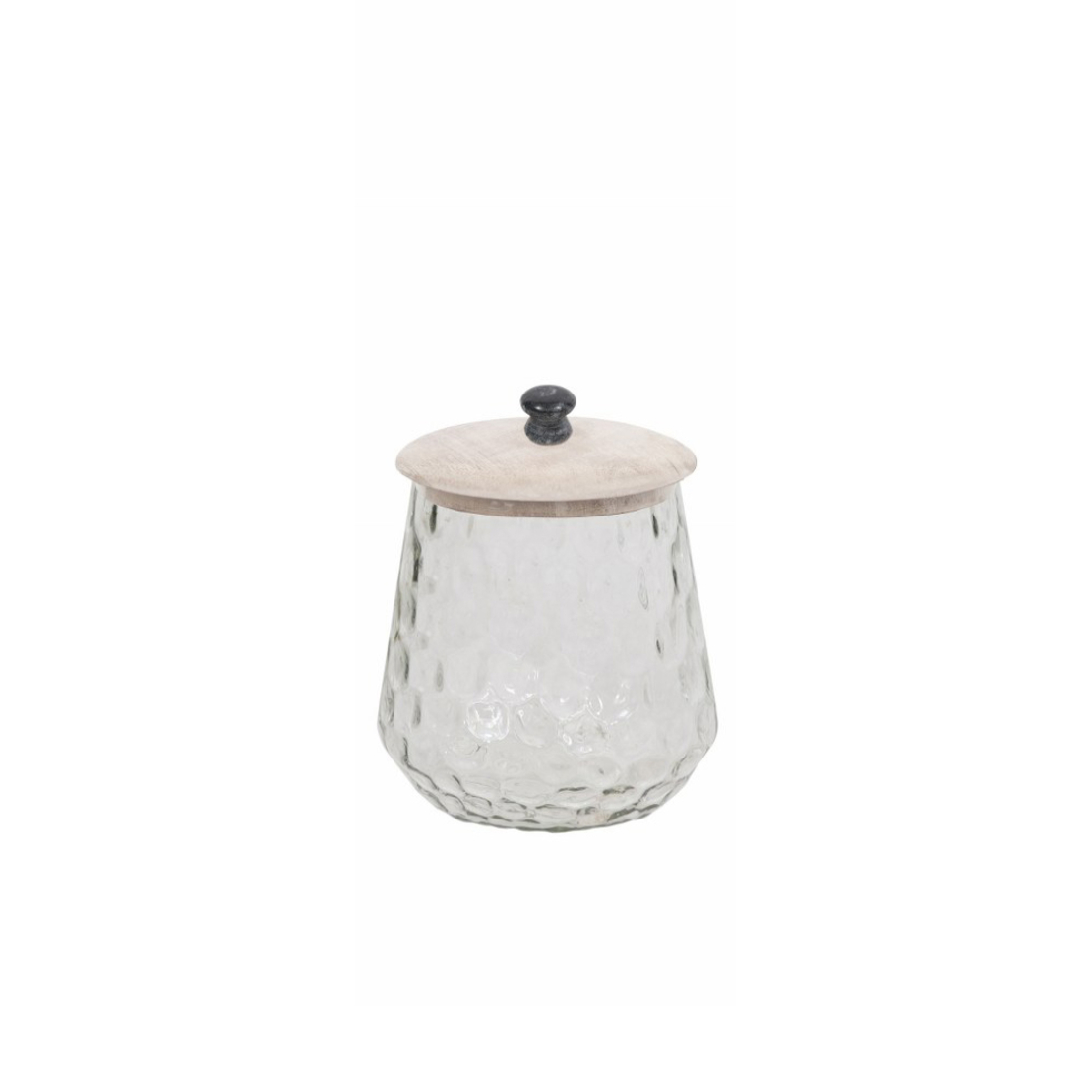 SCHERA STORAGE JAR WITH LID GLASS WOOD WHITE WASHE