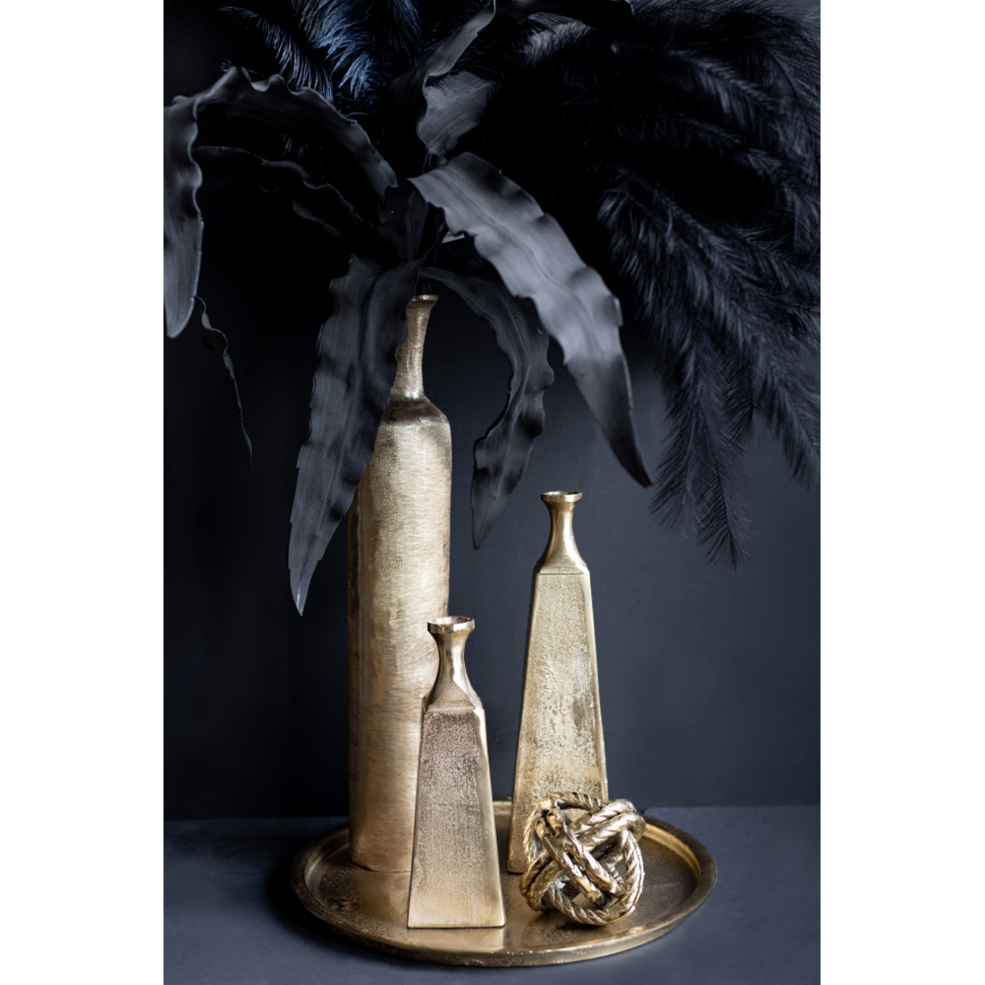 FLES VASE ALUMINIUM GOLD 11x11xH65cm IN