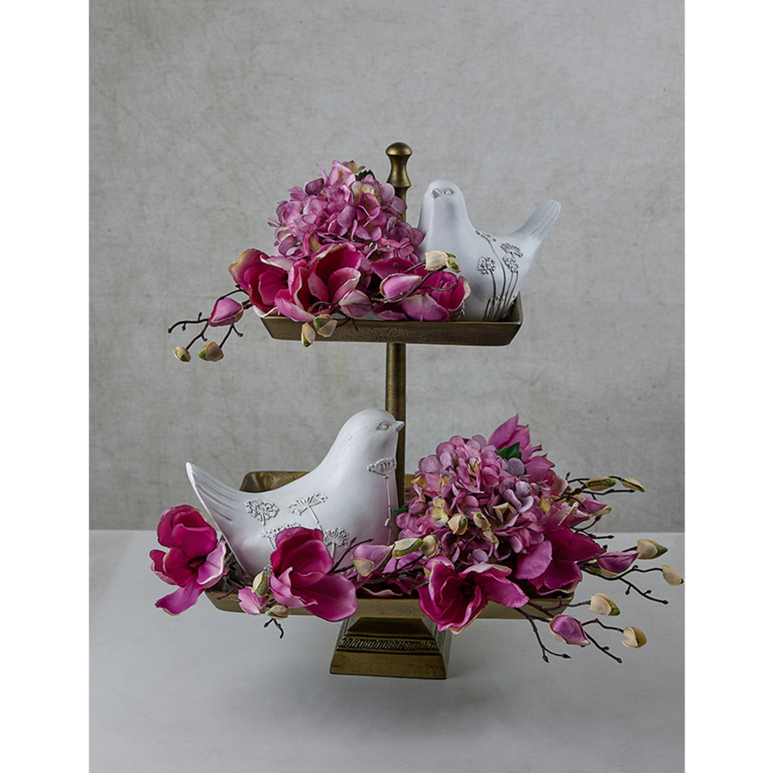 CALIS DECO BIRD POLYRESIN WHITE BEIGE 22x13xH17cm