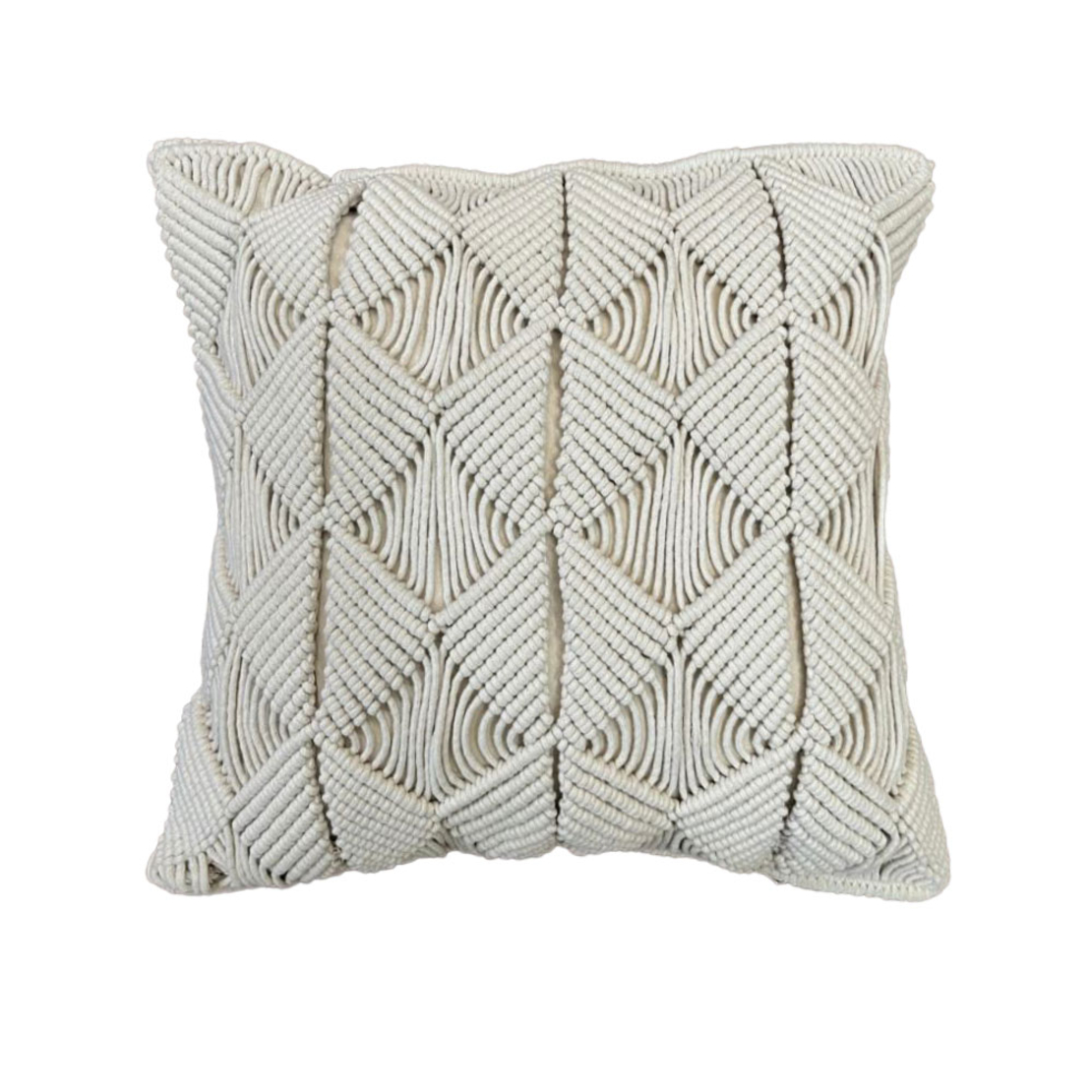NALIN DECOR CUSHION MACRAME COTTON FABRIC IVORY 45