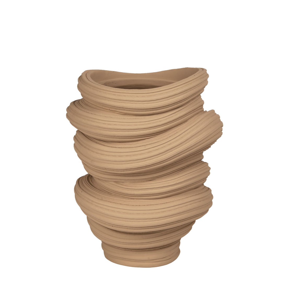 IRREGULAR VASE POLYRESIN BEIGE 26,7x24,5xH32,6cm P