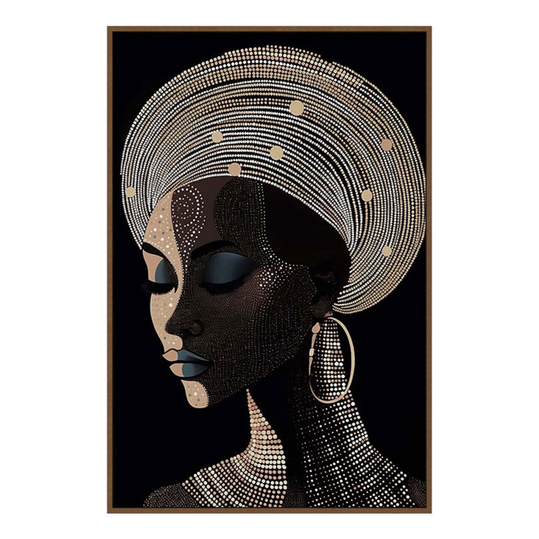BLACK SOUL PAINTING CANVAS BLACK WOOD FRAME BROWN