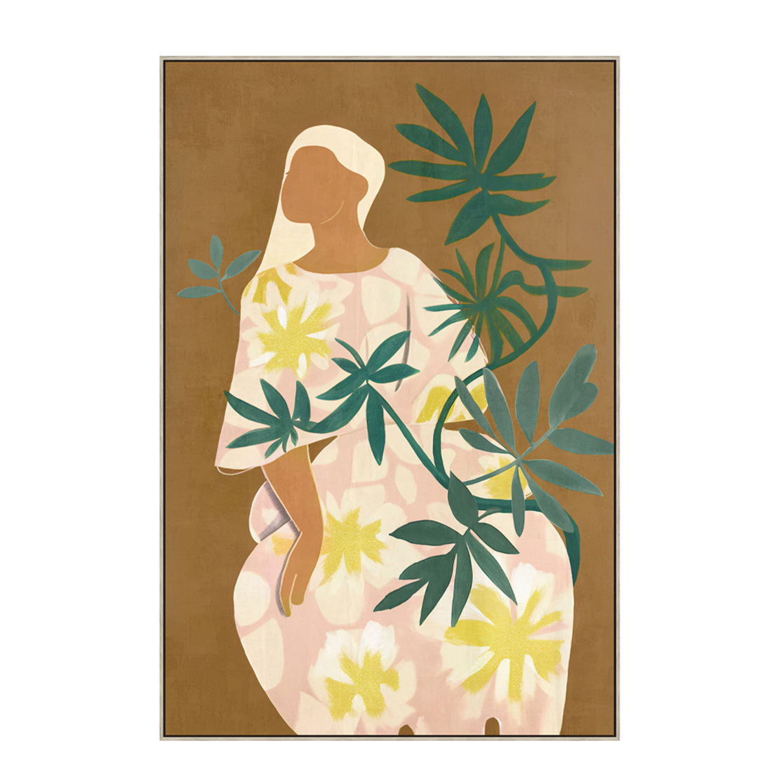 FLOWER LADY 4 PAINTING CANVAS MULTICOLOR WOOD FRAM