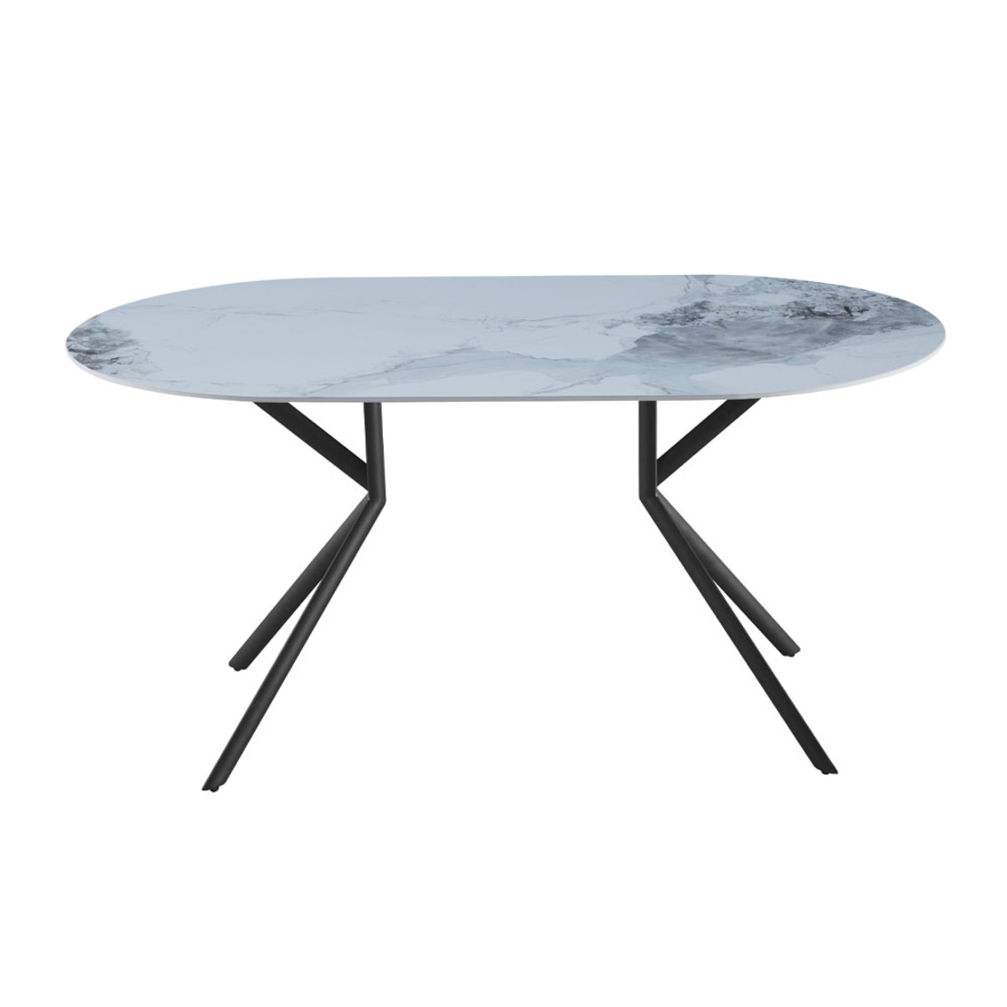 AXIS TABLE CERAMIC OFF WHITE WITH MARBLE PATTERN METAL BLACK PRC