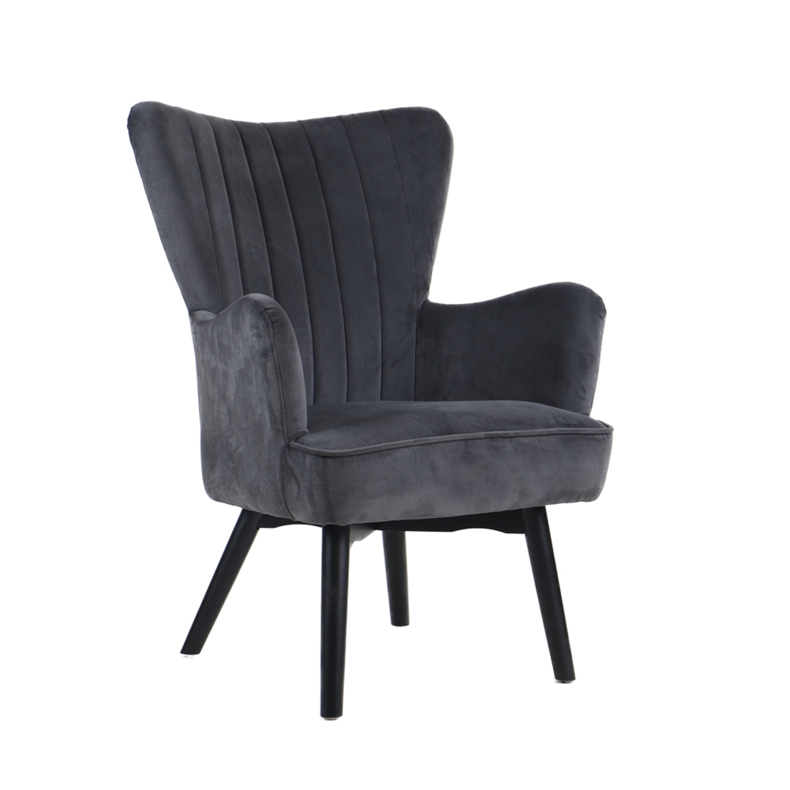 BELLA ARMCHAIR FABRIC GREY WOOD BLACK E1 PRC