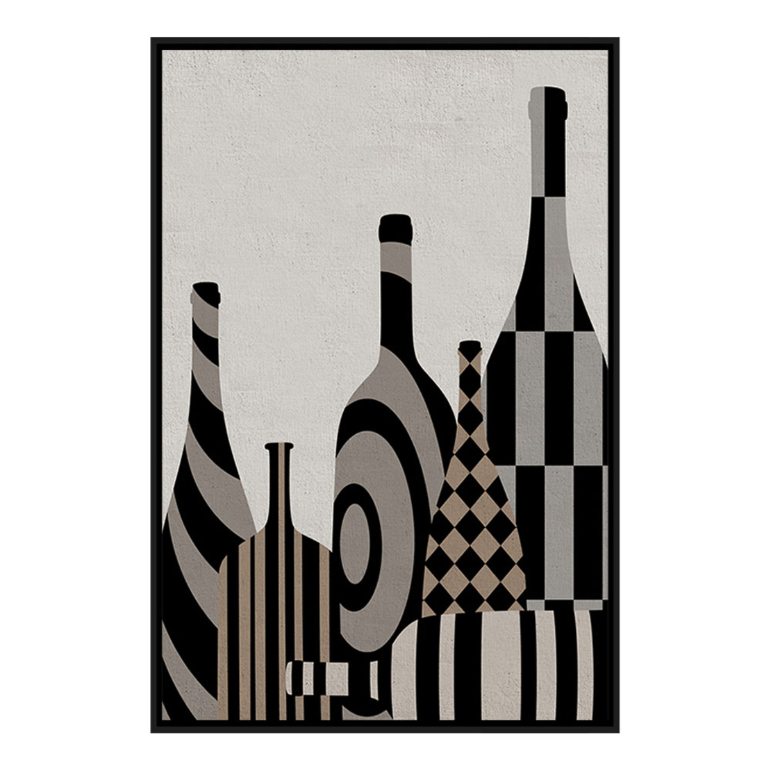 ART BOTTLES PAINTING CANVAS MULTICOLOR WOOD FRAME