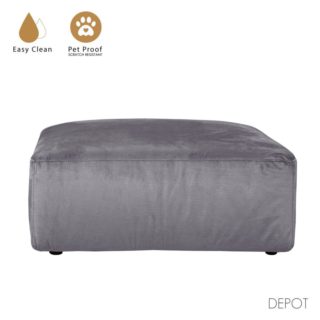 BOX STOOL EASY CLEAN FABRIC GREY E1 EU