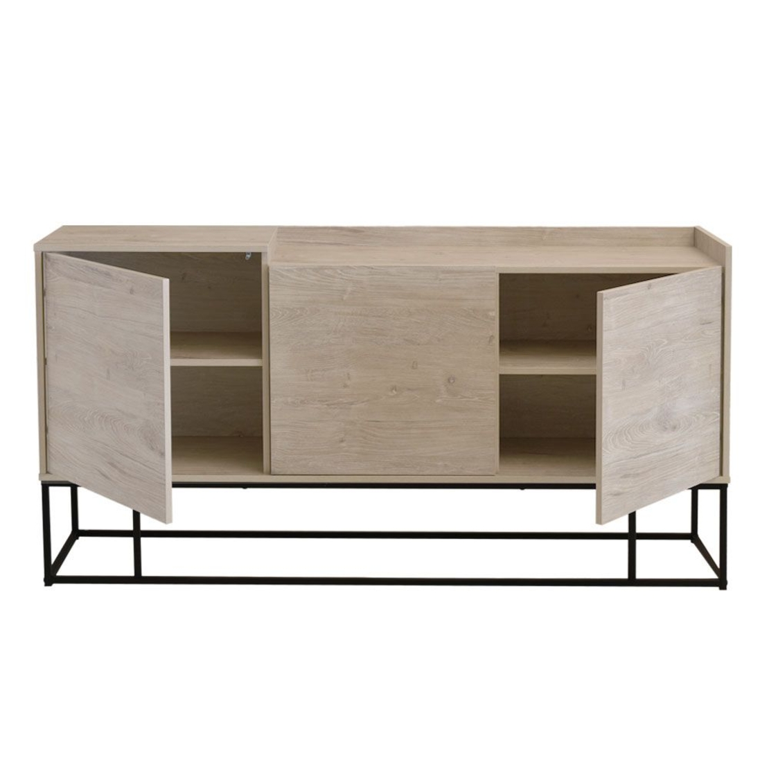 HILTON SIDEBOARD CHIPBOARD WITH MELAMINE CARTA SONOMA DECAPE METAL BLACK 160x39,5xH80cm E1 PRC