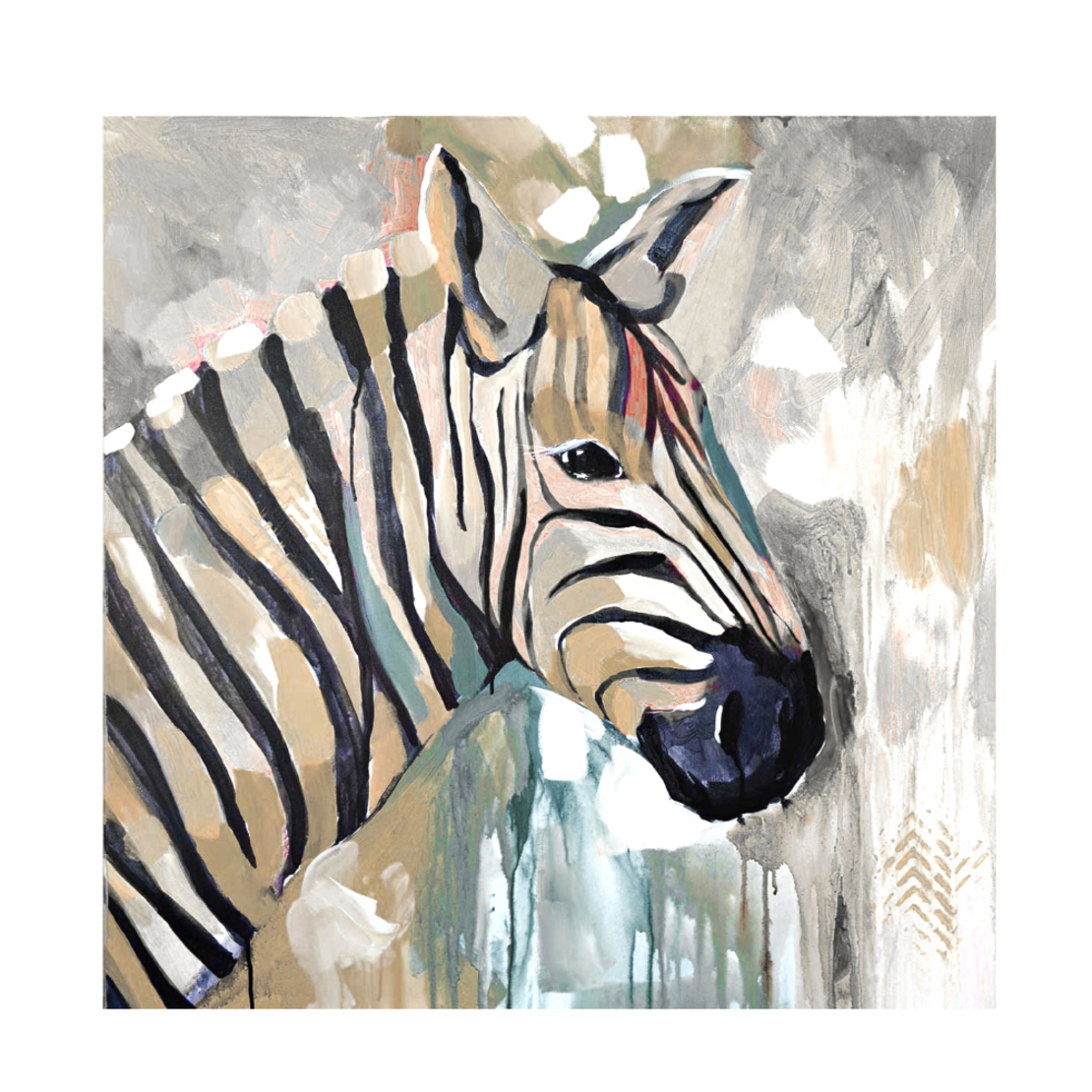 ZEBIRA PAINTING CANVAS MULTICOLOR WOOD 60x60xH2,5c