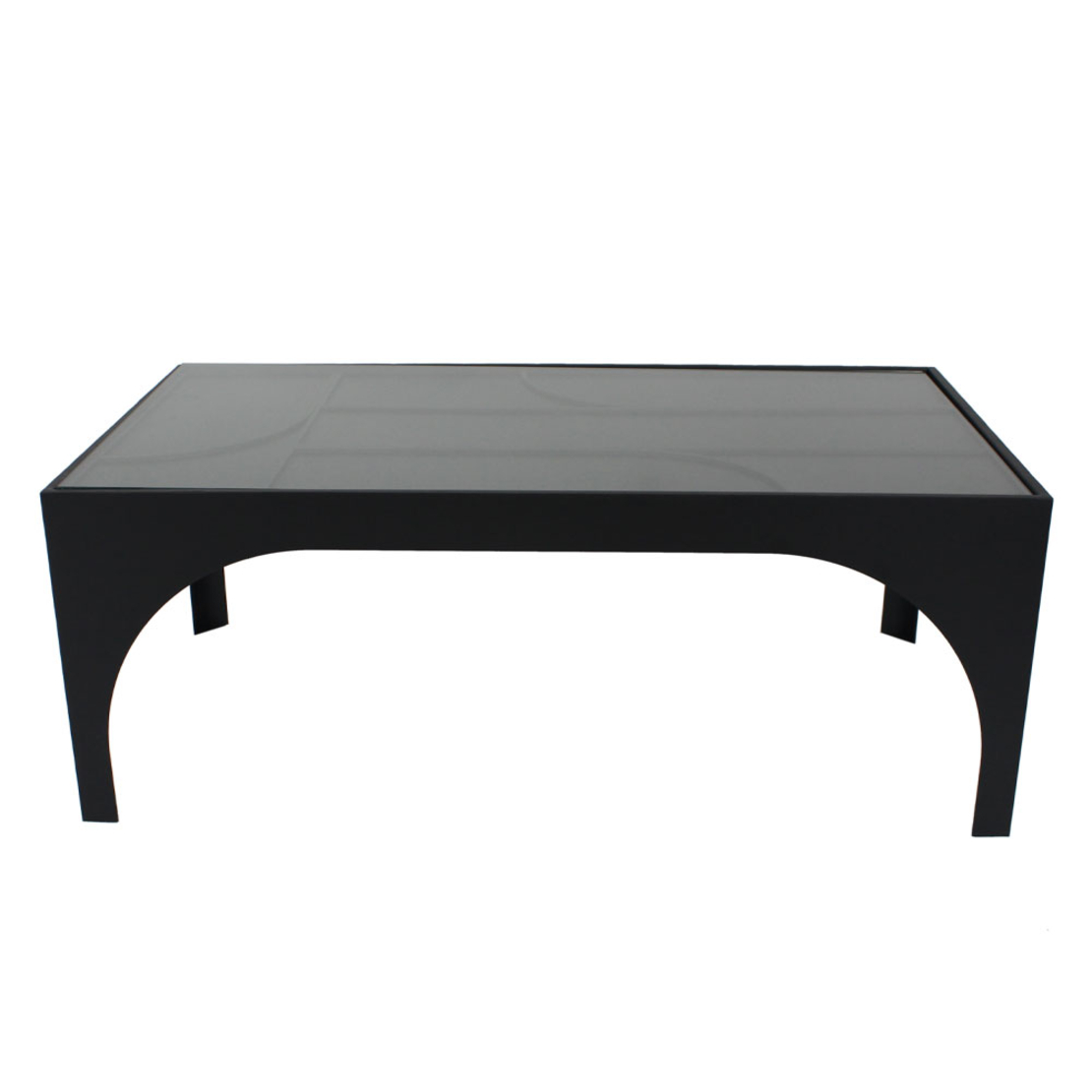 ARCHES COFFEE TABLE METAL BLACK MAT GLASS 100x55xH