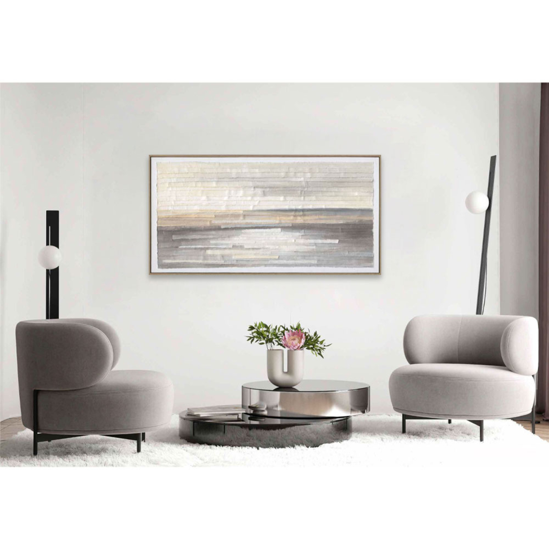 INOLA PAINTING DECORATIVE 60x120x4 CANVAS WHITE BEIGE GREY WOOD NATURAL