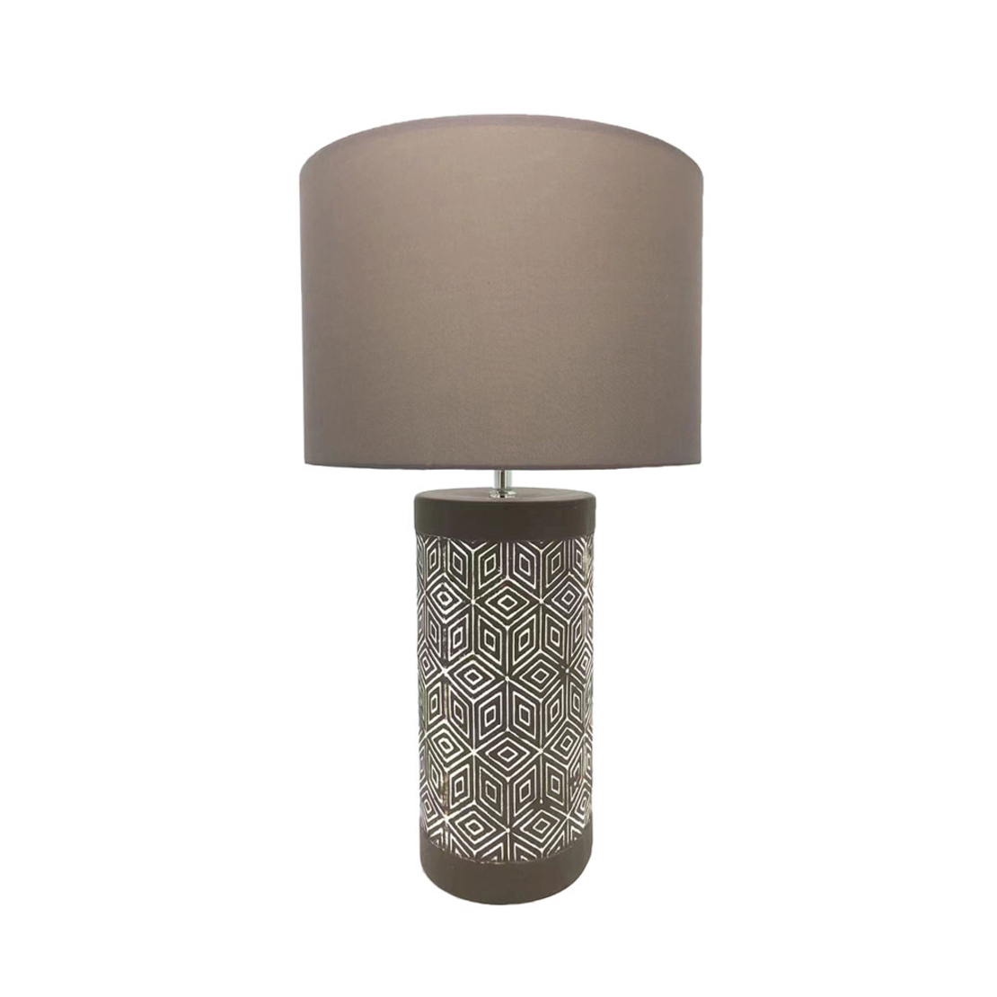 BITTER LAMP TABLE CERAMIC FABRIC BROWN WHITE BROWN