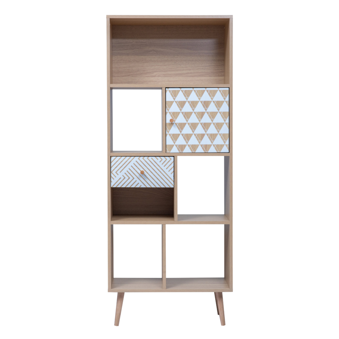 TRIANGLE BOOKCASE MELAMINE SONOMA WITH PATTERN 60x30xH150cm E1 PRC