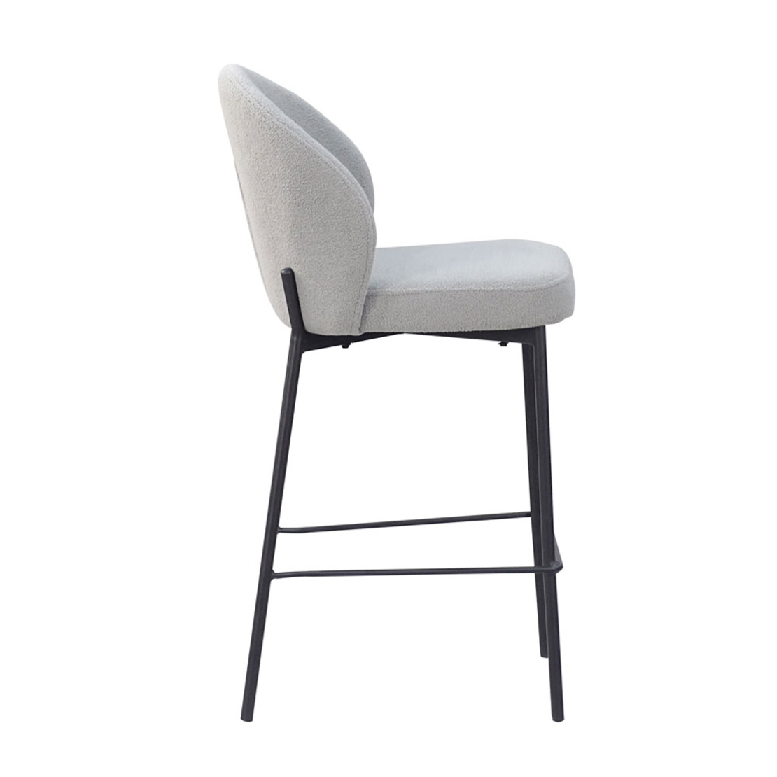 LUNE STOOL BAR FABRIC GREY METAL BLACK PRC