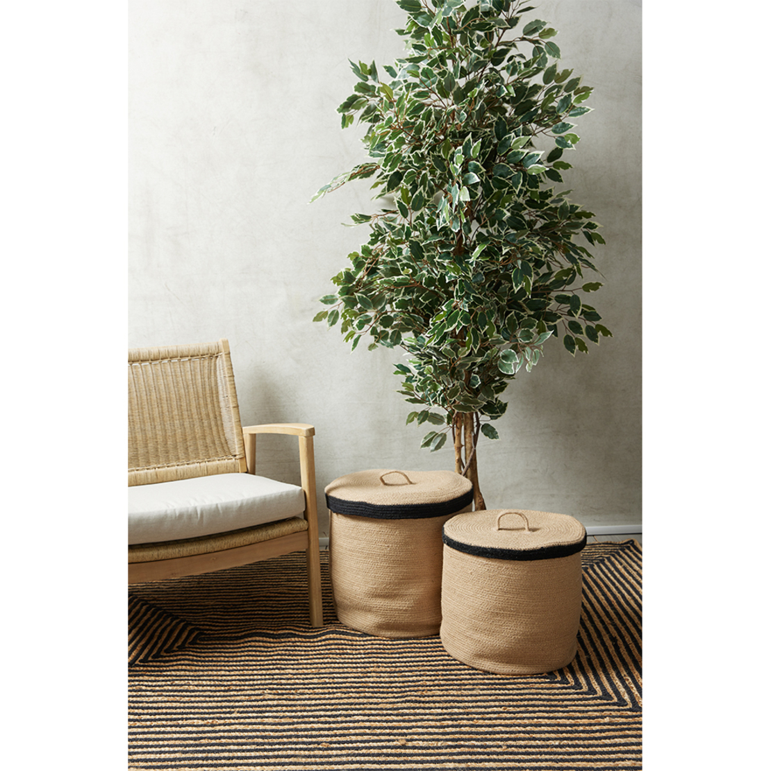 GOLU BASKET WITH LID SET 2PCS SEAGRASS NATURAL BLA