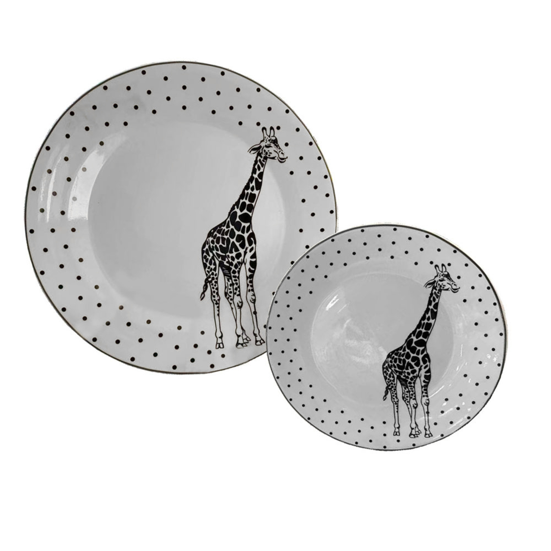 AFRICA PLATE DESSERT SET 6 PCS NEW BONE CHINA WHIT