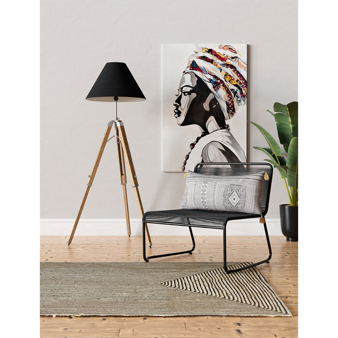 CORD ARMCHAIR PE IMITATED GRASS WOVEN BLACK BLACK 73x64xH71cm PRC