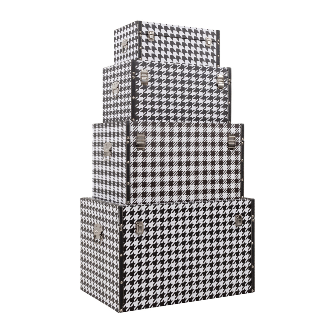 FERRE CHESTS SET 4PCS CANVAS BLACK WHITE MDF 64x40xH40cm E1 PRC