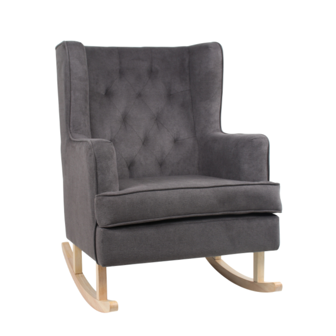 GRANDMA ARMCHAIR FABRIC GREY WOOD RUBBERWOOD NATURAL E1 PRC
