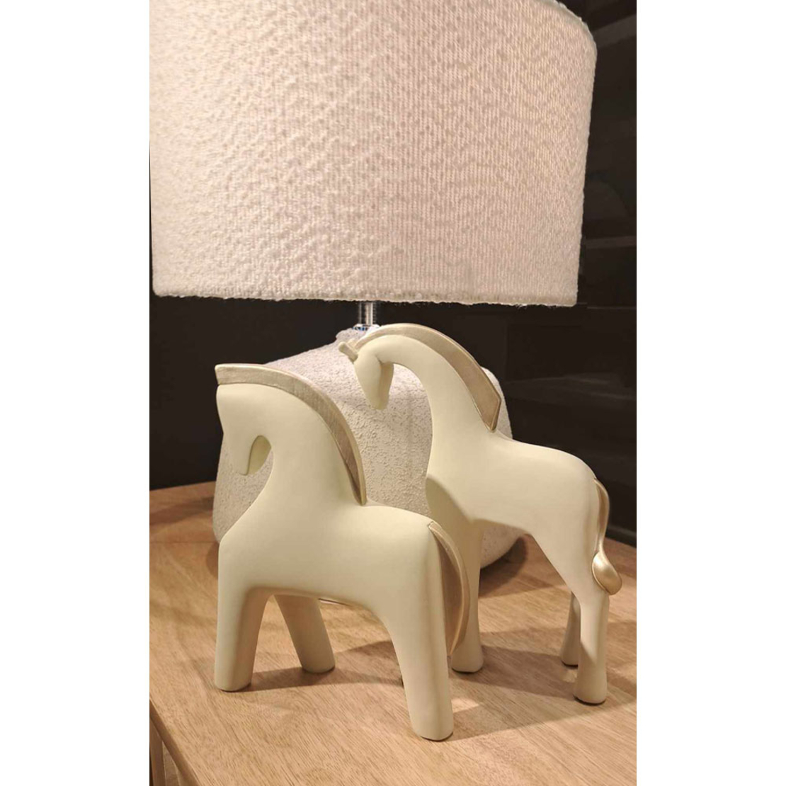 JASPER DECO HORSE POLYRESIN IVORY GOLD 16x7xH20cm