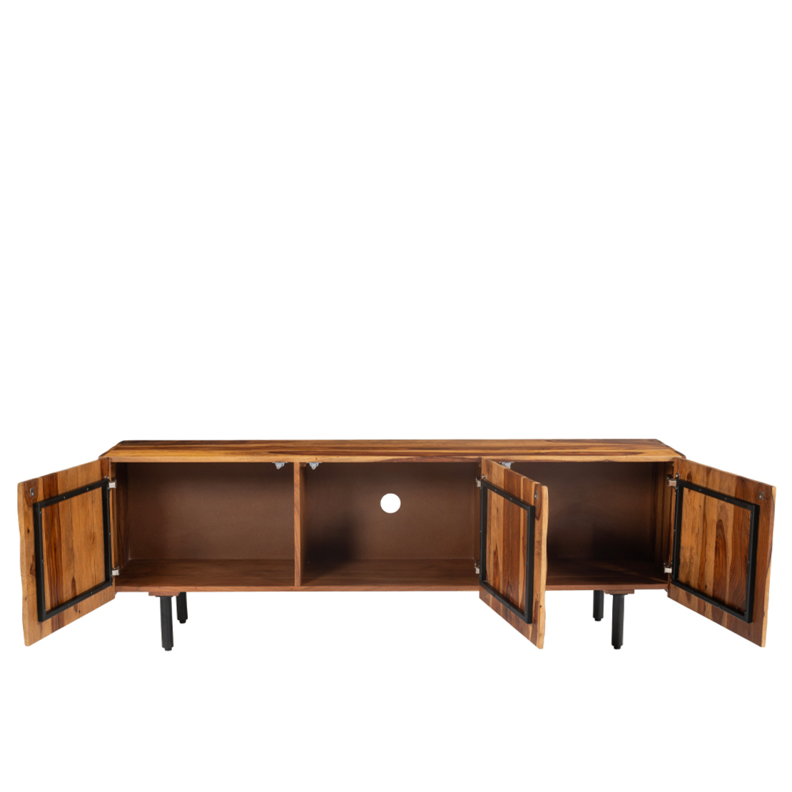 CHOCOLAT TV STAND 2DOORS WOOD SHEESHAM WALNUT WOOD ACACIA BLACK 162x42x54 IN
