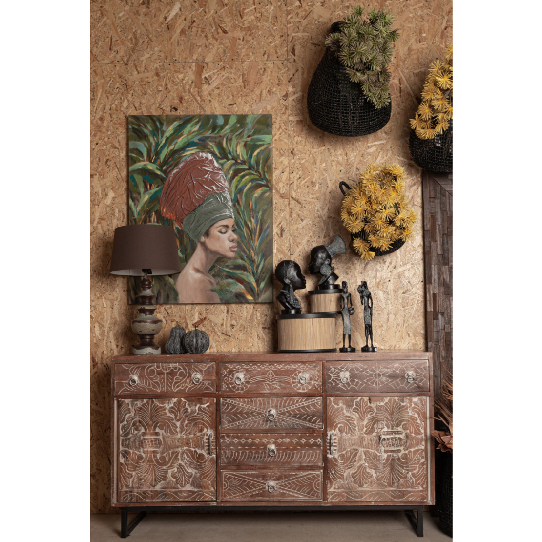 JUNGLE LADY PAINTING CANVAS MULTICOLOR WOOD 76x100