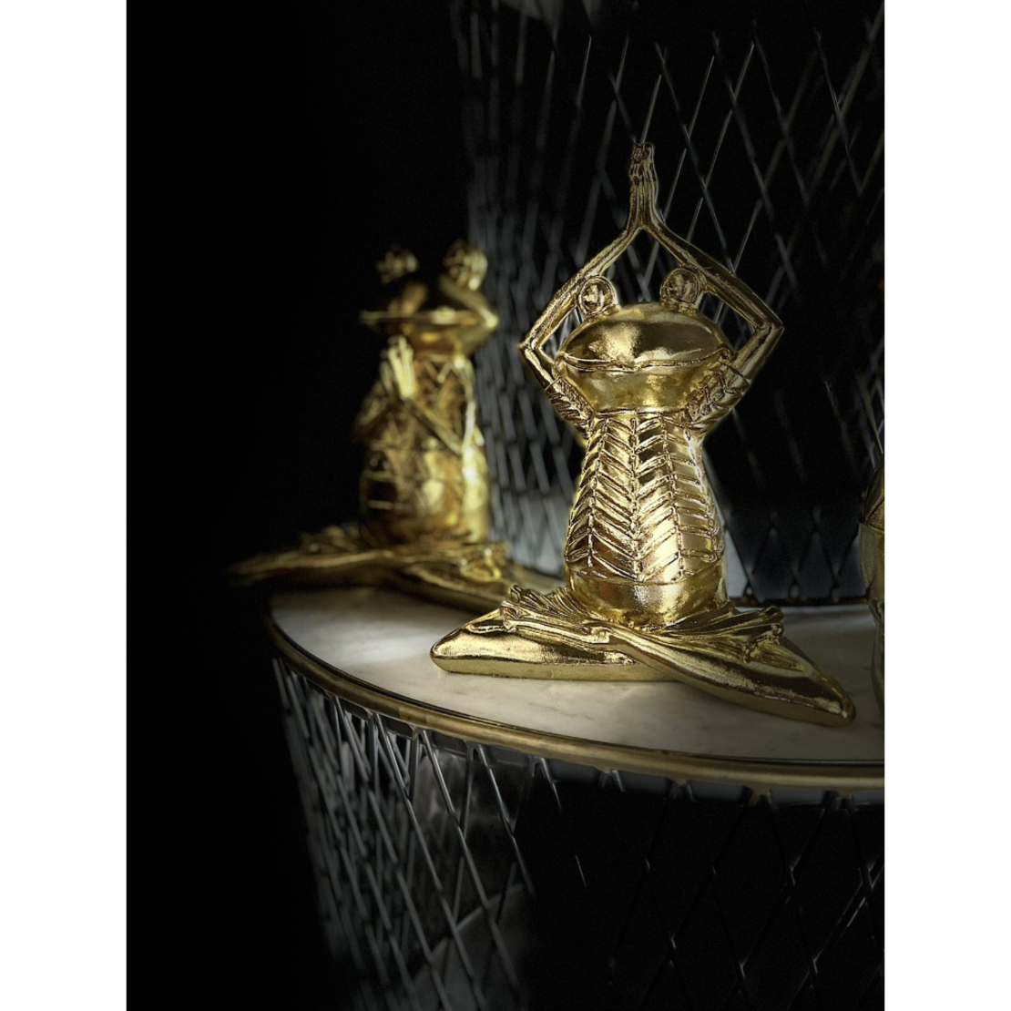 YOGA FROGIE 2 DECO FROG POLYRESIN GOLD 16x10,5xH21