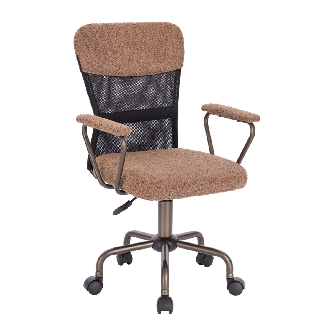 BELL CHAIR DESK FABRIC BROWN LIGHT GUNMETAL 54x52x