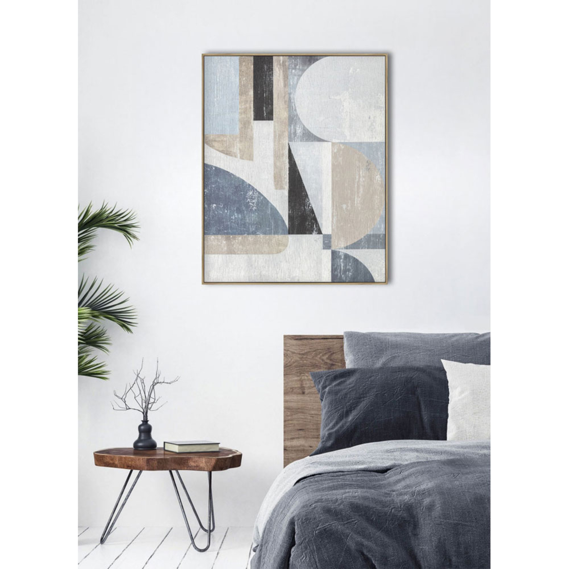 CHASING DREAMS PAINTING DECORATIVE 80x100x5 CANVAS BLUE BEIGE WOOD CHAMPAGN
