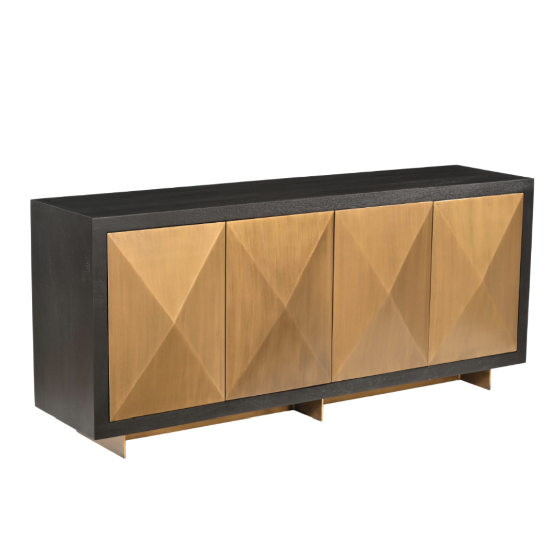 MAGNUS SIDEBOARD 4DOORS WOOD MANGO BLACK GOLD MAT METAL 180x45xH80cm IN