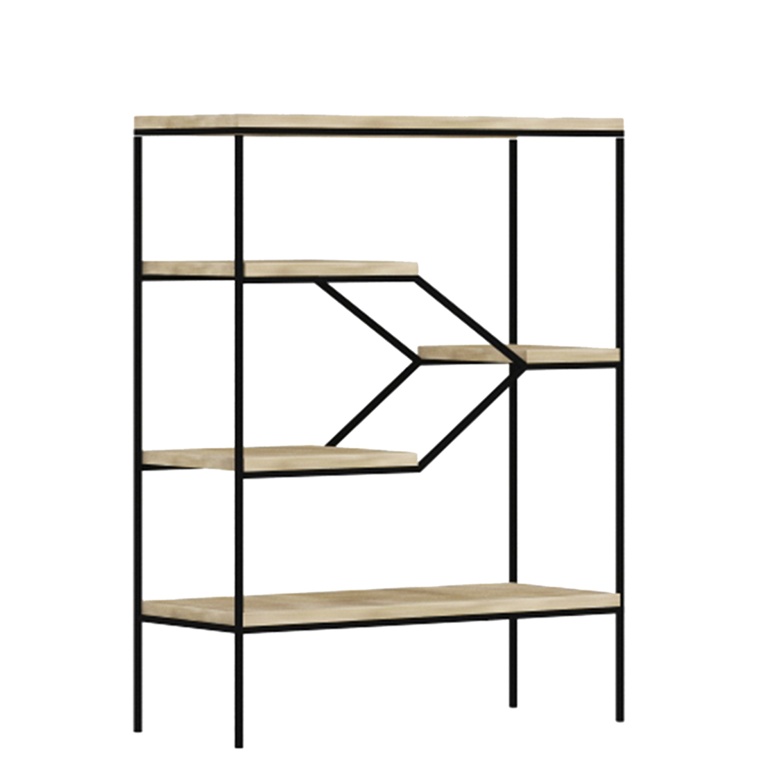 STEP BOOKCASE MDF SONOMA METAL BLACK 80x30xH120cm E1 PRC
